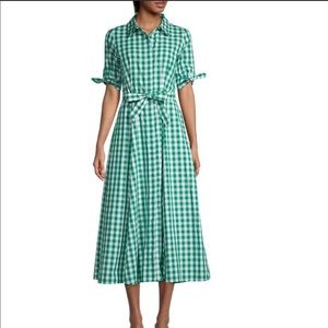 NWOT Calvin Klein Green Gingham Dress 10